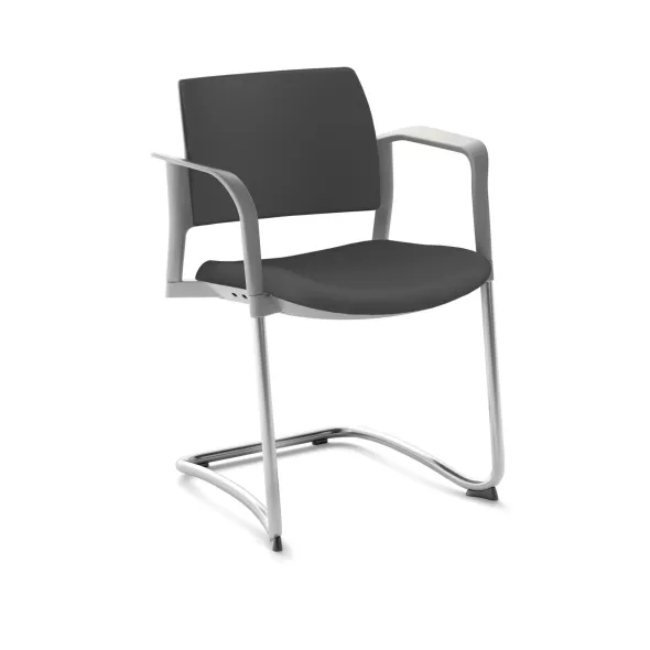 Fauteuil de réunion luge Kyos - textile enduit grainé - piétement chrome - lot de 2
