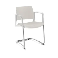 Fauteuil de réunion luge Kyos - textile enduit grainé - piétement chrome - lot de 2