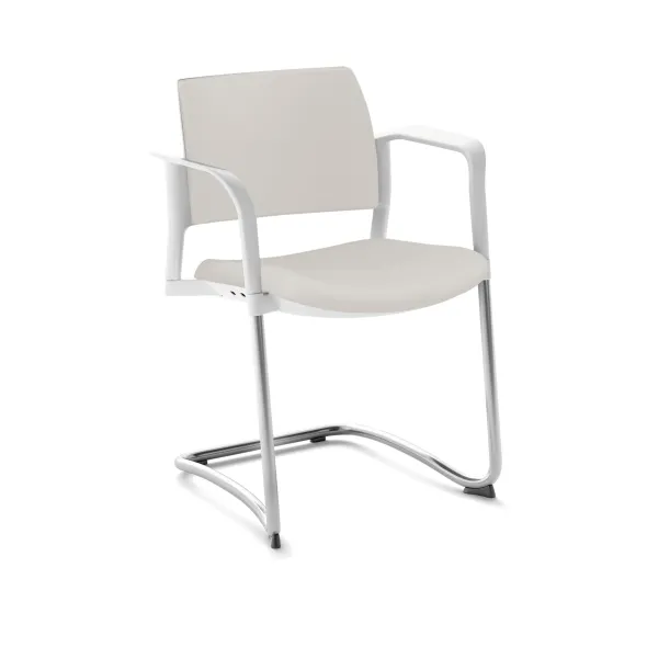 Fauteuil de réunion luge Kyos - textile enduit grainé - piétement chrome - lot de 2