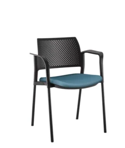 Fauteuil de réunion 4 pieds Kyos - assise textile enduit grainé - dossier polypropylène - piétement époxy - lot de 2