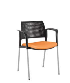 Fauteuil de réunion 4 pieds Kyos - assise textile enduit grainé - dossier polypropylène - piétement époxy - lot de 2
