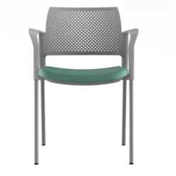 Fauteuil de réunion 4 pieds Kyos - assise textile enduit grainé - dossier polypropylène - piétement époxy - lot de 2