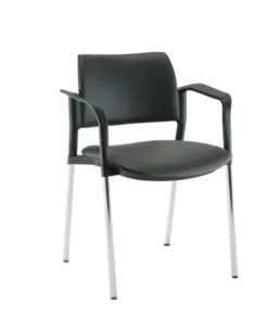 Fauteuil de réunion 4 pieds Kyos - textile enduit grainé - piétement chrome - lot de 2