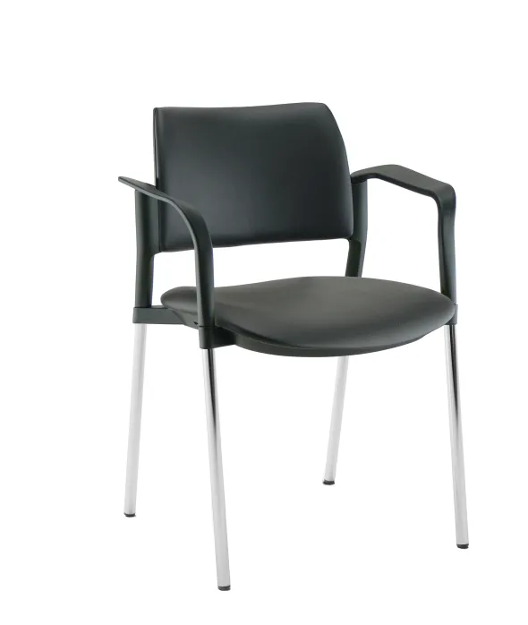 Fauteuil de réunion 4 pieds Kyos - textile enduit grainé - piétement chrome - lot de 2