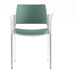 Fauteuil de réunion 4 pieds Kyos - textile enduit grainé - piétement chrome - lot de 2