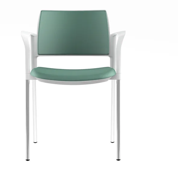 Fauteuil de réunion 4 pieds Kyos - textile enduit grainé - piétement chrome - lot de 2