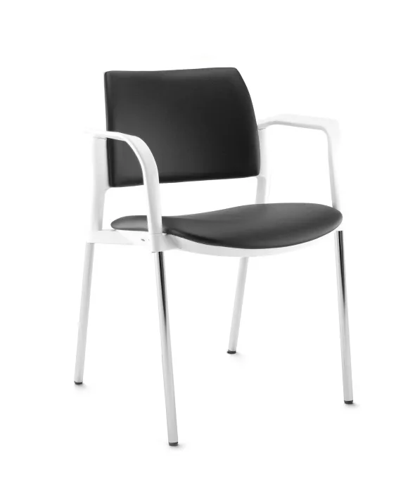 Fauteuil de réunion 4 pieds Kyos - textile enduit grainé - piétement chrome - lot de 2