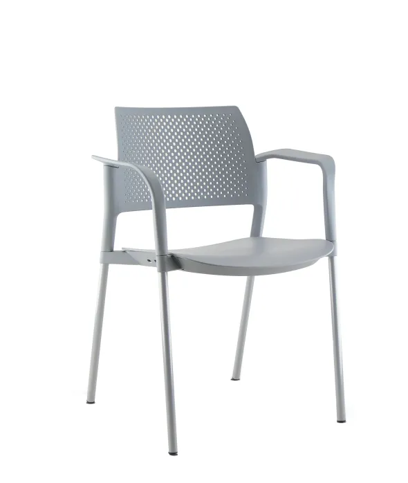 Fauteuil de réunion 4 pieds Kyos - polypropylène - piétement époxy - lot de 2