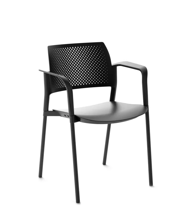 Fauteuil de réunion 4 pieds Kyos - polypropylène - piétement époxy - lot de 2