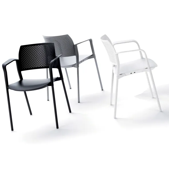 Fauteuil de réunion 4 pieds Kyos - polypropylène - piétement époxy - lot de 2