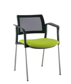 Fauteuil de réunion 4 pieds Kyos- assise tissu - dossier résille - piétement époxy - lot de 2