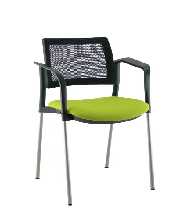 Fauteuil de réunion 4 pieds Kyos- assise tissu - dossier résille - piétement époxy - lot de 2