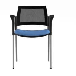 Fauteuil de réunion 4 pieds Kyos- assise tissu - dossier résille - piétement époxy - lot de 2