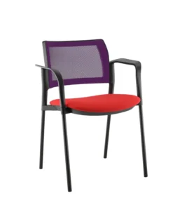 Fauteuil de réunion 4 pieds Kyos- assise tissu - dossier résille - piétement époxy - lot de 2