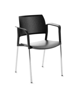 Fauteuil de réunion 4 pieds Kyos - polypropylène - piétement chrome - lot de 2