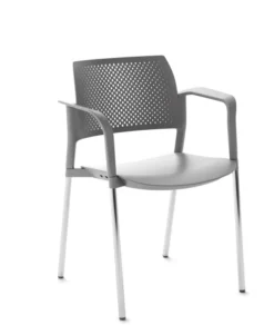 Fauteuil de réunion 4 pieds Kyos - polypropylène - piétement chrome - lot de 2