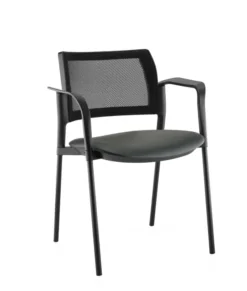 Fauteuil de réunion 4 pieds Kyos- assise textile enduit grainé - dossier résille - piétement époxy - lot de 2