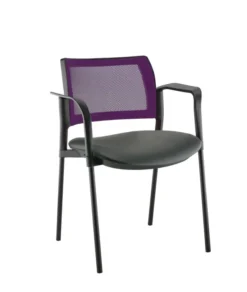Fauteuil de réunion 4 pieds Kyos- assise textile enduit grainé - dossier résille - piétement époxy - lot de 2