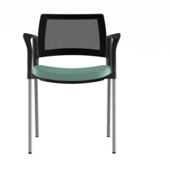 Fauteuil de réunion 4 pieds Kyos- assise textile enduit grainé - dossier résille - piétement époxy - lot de 2