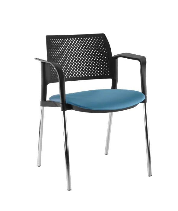 Fauteuil de réunion 4 pieds Kyos - assise textile enduit grainé - dossier polypropylène - piétement chrome - lot de 2
