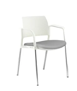 Fauteuil de réunion 4 pieds Kyos - assise textile enduit grainé - dossier polypropylène - piétement chrome - lot de 2