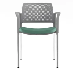 Fauteuil de réunion 4 pieds Kyos - assise textile enduit grainé - dossier polypropylène - piétement chrome - lot de 2