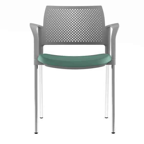 Fauteuil de réunion 4 pieds Kyos - assise textile enduit grainé - dossier polypropylène - piétement chrome - lot de 2