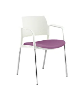 Fauteuil de réunion 4 pieds Kyos - assise textile enduit grainé - dossier polypropylène - piétement chrome - lot de 2
