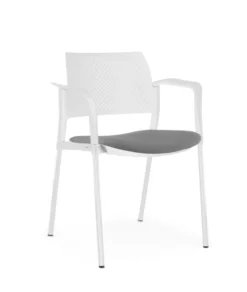 Fauteuil de réunion 4 pieds Kyos - assise tissu - dossier polypropylène - piétement époxy - lot de 2