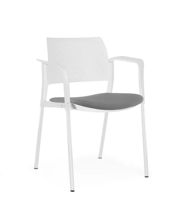 Fauteuil de réunion 4 pieds Kyos - assise tissu - dossier polypropylène - piétement époxy - lot de 2