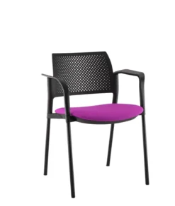 Fauteuil de réunion 4 pieds Kyos - assise tissu - dossier polypropylène - piétement époxy - lot de 2