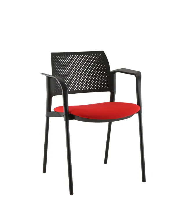 Fauteuil de réunion 4 pieds Kyos - assise tissu - dossier polypropylène - piétement époxy - lot de 2