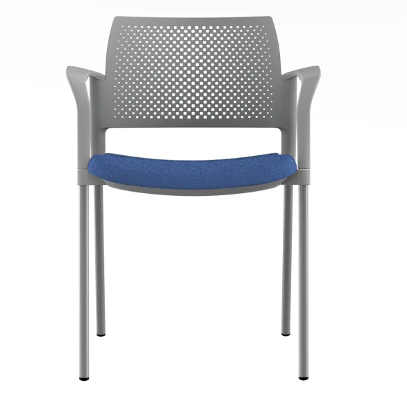 Fauteuil de réunion 4 pieds Kyos - assise tissu - dossier polypropylène - piétement époxy - lot de 2