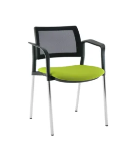 Fauteuil de réunion 4 pieds Kyos- assise tissu - dossier résille - piétement chrome - lot de 2