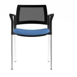 Fauteuil de réunion 4 pieds Kyos- assise tissu - dossier résille - piétement chrome - lot de 2