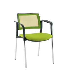 Fauteuil de réunion 4 pieds Kyos- assise tissu - dossier résille - piétement chrome - lot de 2