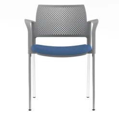 Fauteuil de réunion 4 pieds Kyos - assise tissu - dossier polypropylène - piétement chrome - lot de 2