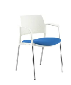 Fauteuil de réunion 4 pieds Kyos - assise tissu - dossier polypropylène - piétement chrome - lot de 2