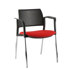 Fauteuil de réunion 4 pieds Kyos - assise tissu - dossier polypropylène - piétement chrome - lot de 2
