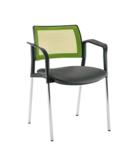 Fauteuil de réunion 4 pieds Kyos- assise textile enduit grainé - dossier résille - piétement chrome - lot de 2