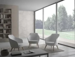 Fauteuil dossier bas Drift - piétement hêtre - tissu