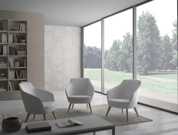 Fauteuil dossier bas Drift - piétement hêtre - tissu