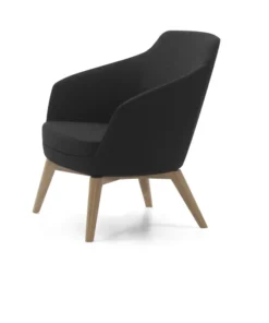 Fauteuil dossier bas Drift - piétement hêtre - tissu