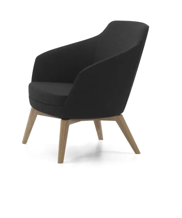 Fauteuil dossier bas Drift - piétement hêtre - tissu