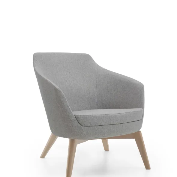 Fauteuil dossier bas Drift - piétement hêtre - tissu