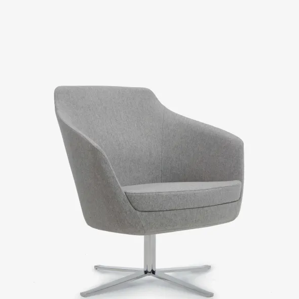 Fauteuil dossier bas Drift - piétement 4 branches chromé - tissu