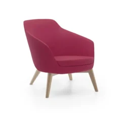 Fauteuil dossier bas Drift - piétement hêtre - textile enduit