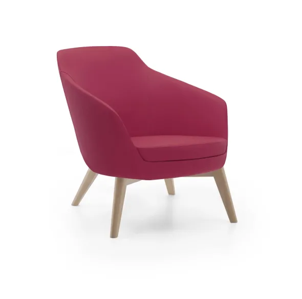 Fauteuil dossier bas Drift - piétement hêtre - textile enduit