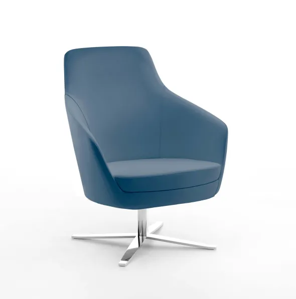 Fauteuil dossier moyen Drift - piétement 4 branches chromé - textile enduit