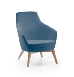 Fauteuil dossier moyen Drift - piétement hêtre - textile enduit
